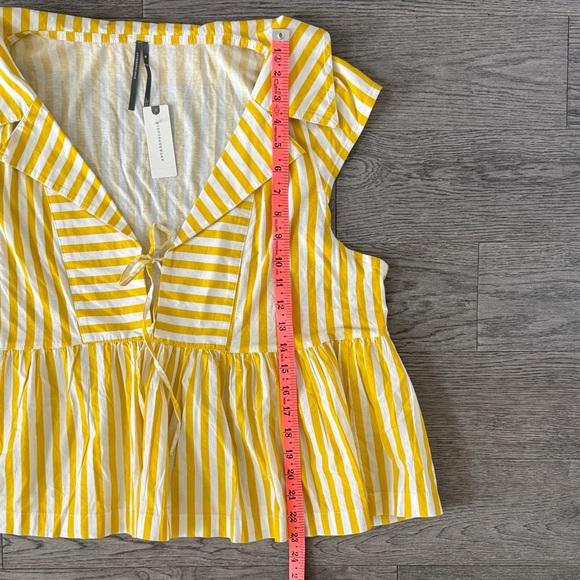 🌼ANTHROPOLGIE🌼 NWT Yellow Striped Sleeveless Top, Size XL - Picture 6 of 10